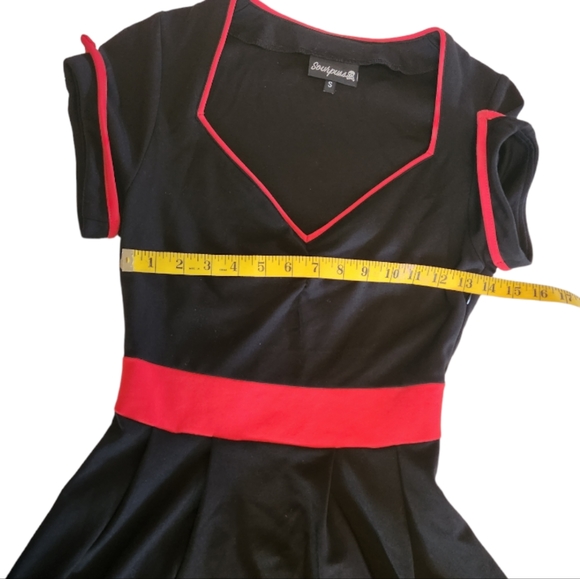 SOURPUSS Dollface Black With Red Rose Detail & Trim (S) - Picture 12 of 14